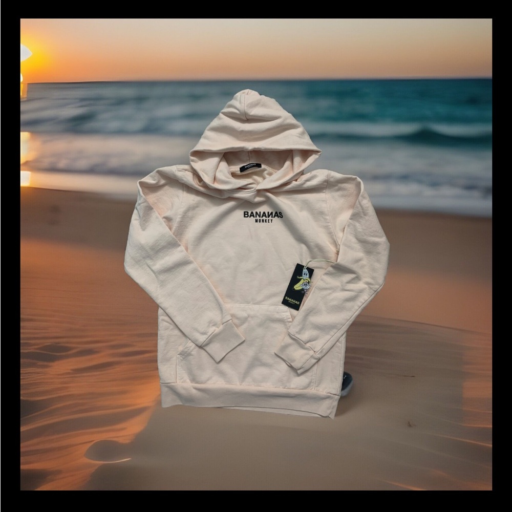 Bananas monkey youth hoodie pink nwt large
